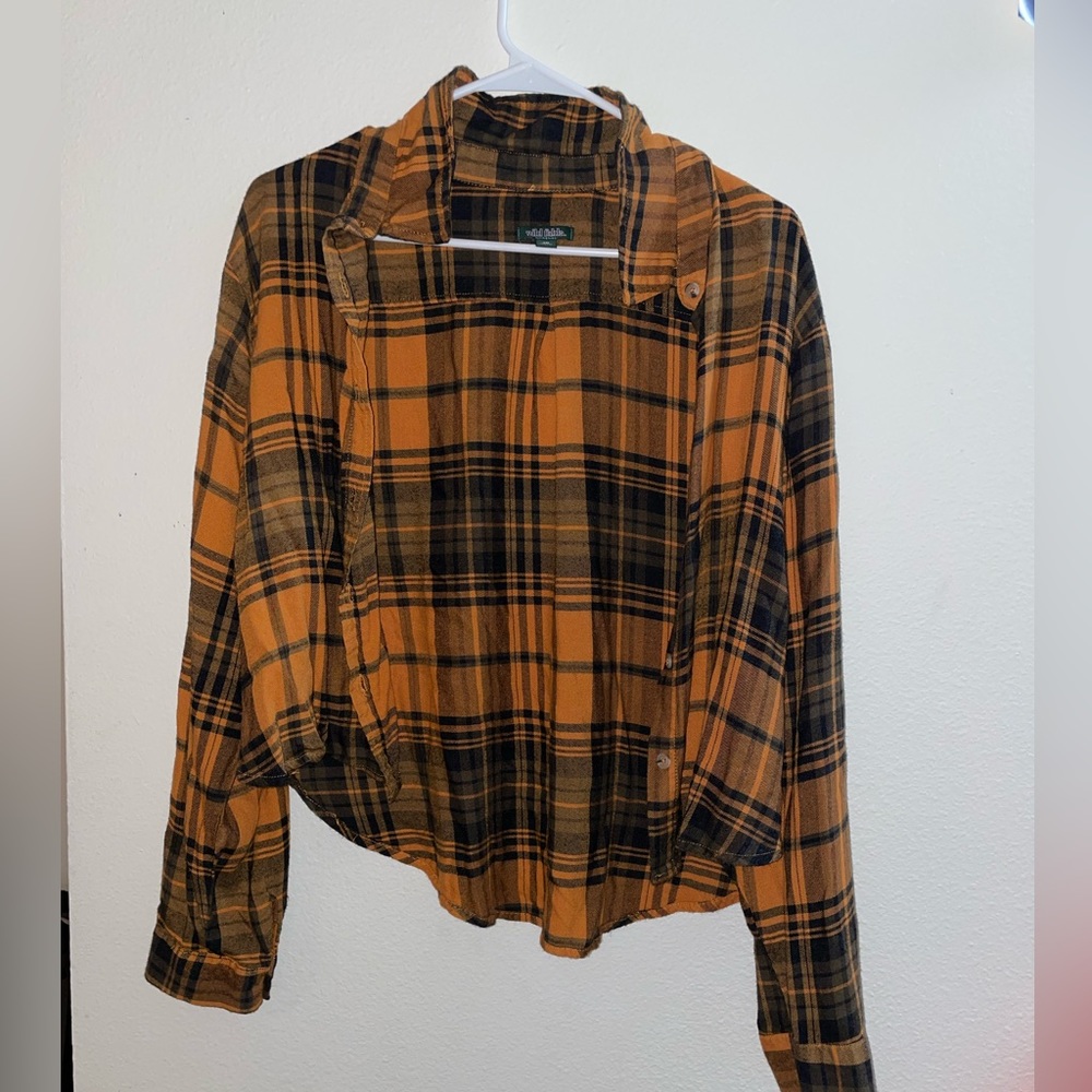 Orange and Black Cropped Flannel